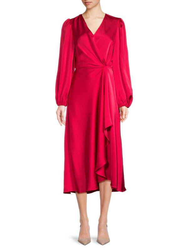 Sam Edelman Faux Wrap Satin Midi Dress 1
