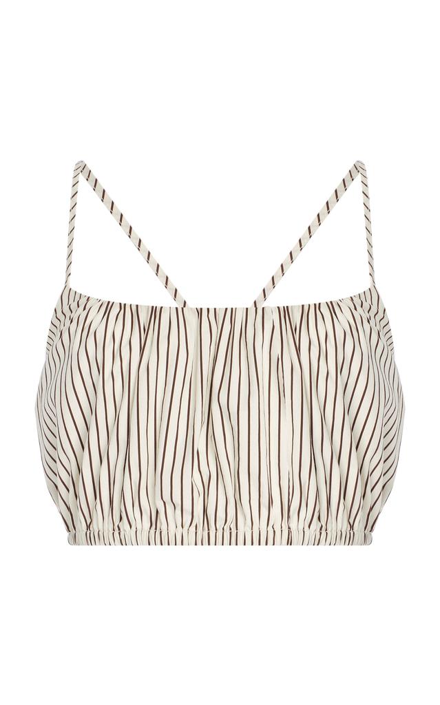 Staud STAUD - Hammock Striped Cotton Top - Ivory - S - Moda Operandi