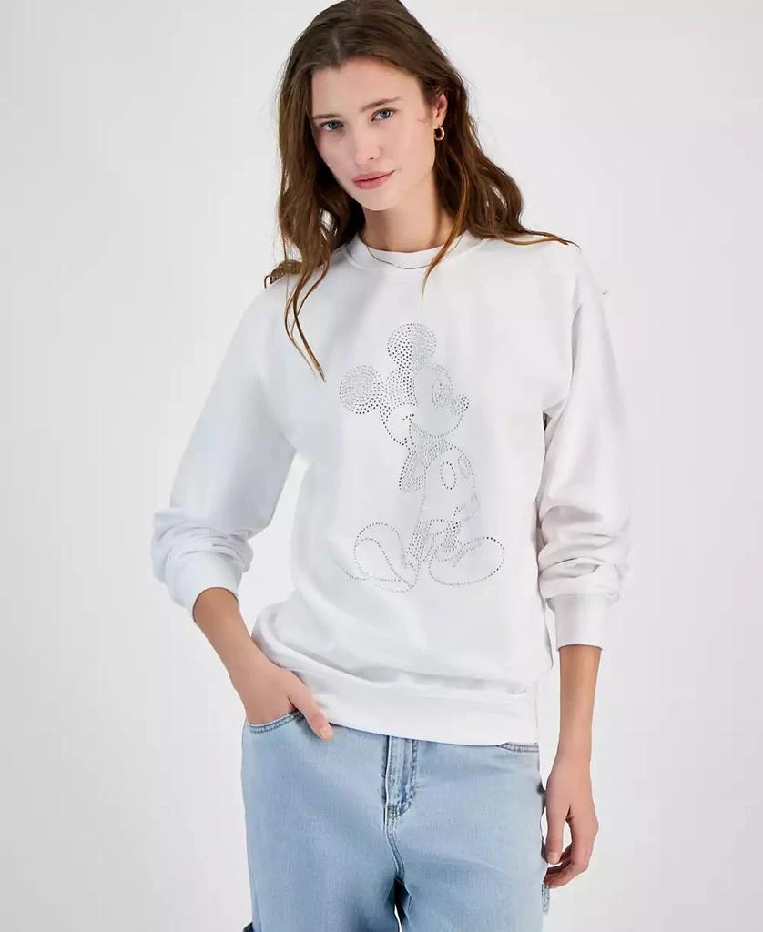 Freeze 24-7 Juniors' Rhinestone Mickey Mouse Crewneck Sweatshirt 1