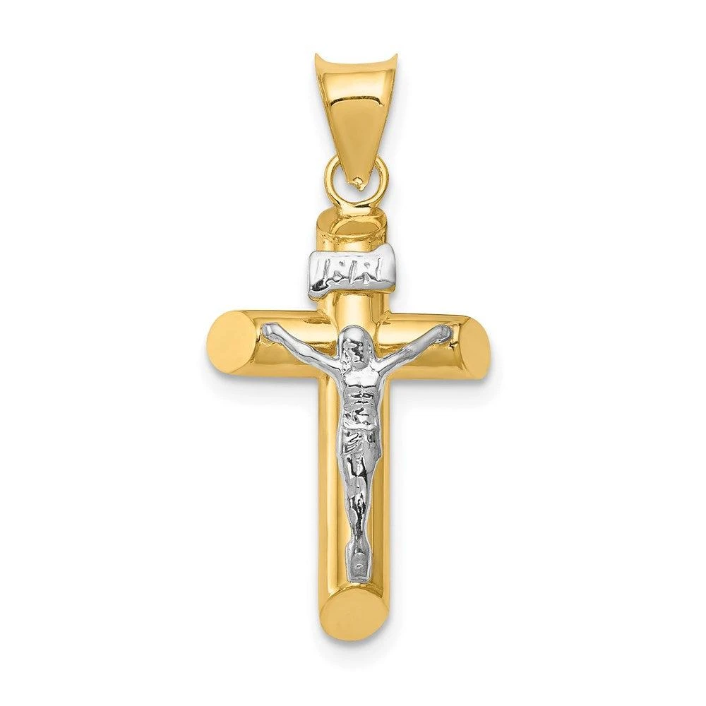 Diamond2Deal 14k Two-tone Gold Polished Crucifix Pendant