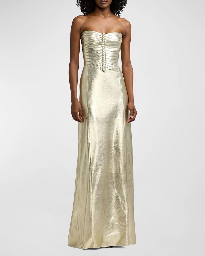 Ralph Lauren Kaylen Laminated Suede Evening Dress 2
