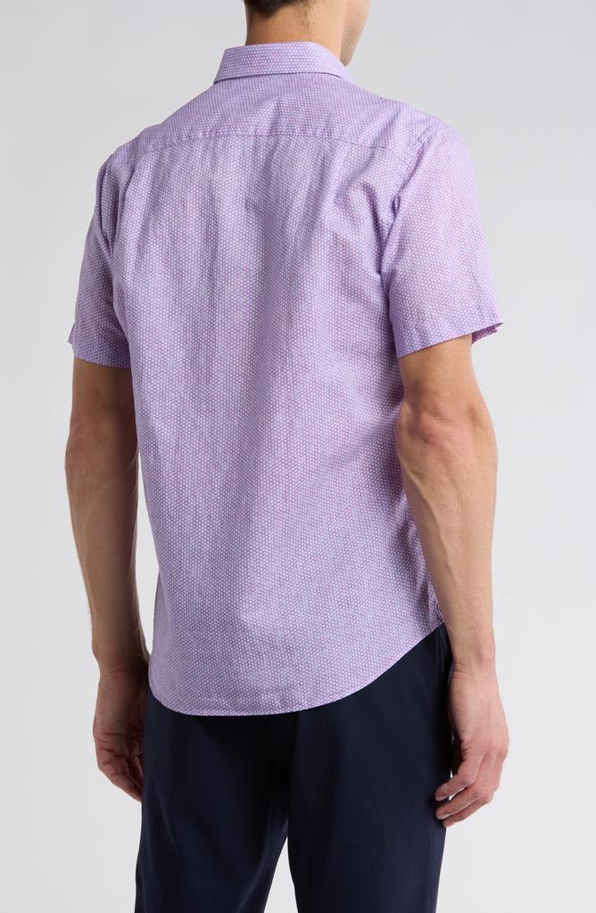 David Donahue Regular Fit Dot Print Short Sleeve Button-Up Shirt