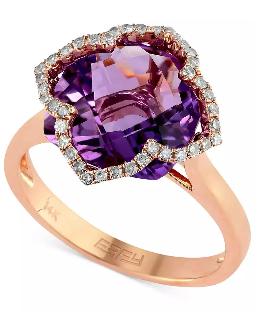 Effy EFFY® Amethyst (5-3/4 ct. t.w.) and Diamond (1/5 ct. t.w.) Clover Ring in 14k Rose Gold