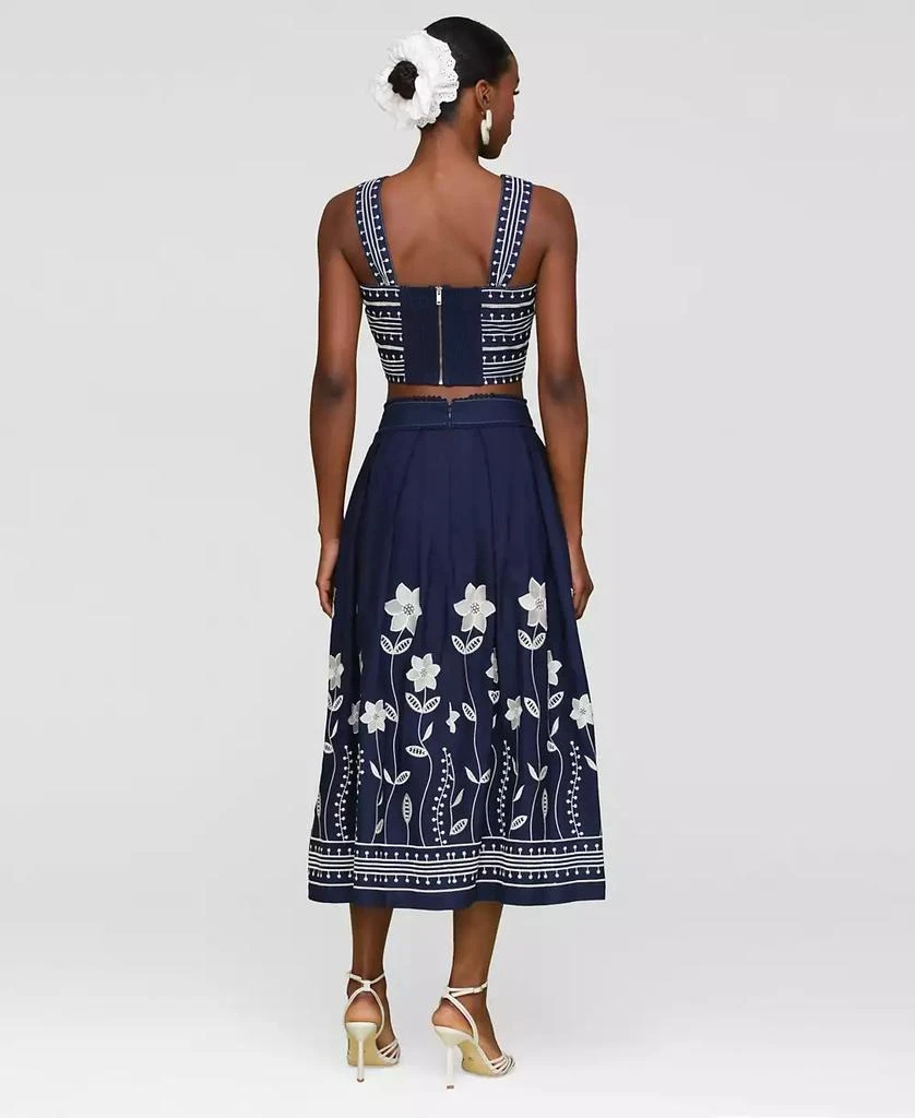 Avec Les Filles Women's Cotton Embroidered Midi Skirt 5