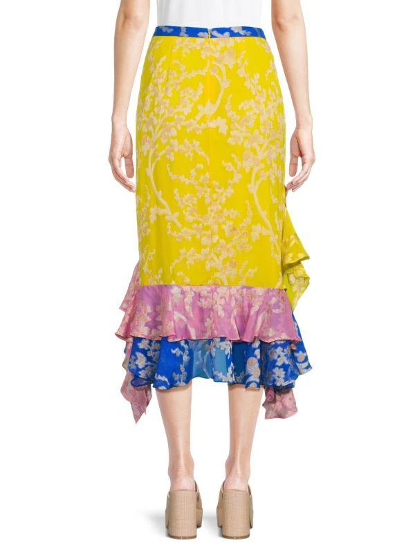 Saloni Lace Tiered Ruffle Midi Skirt 2