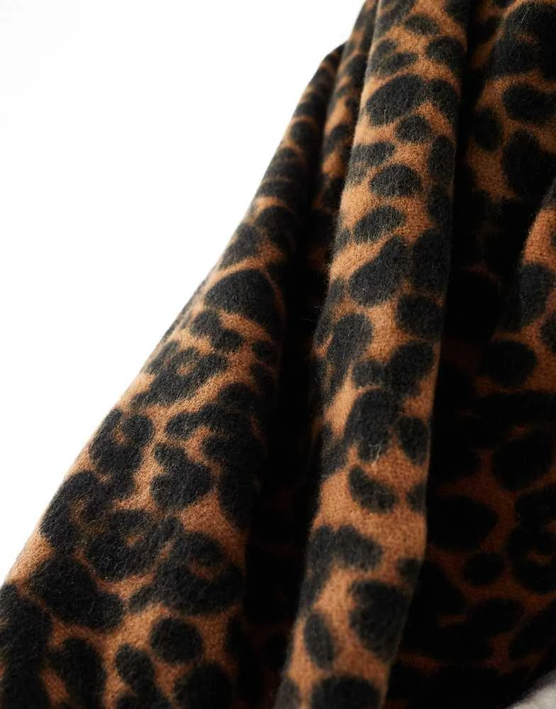 ASOS ASOS DESIGN woven scarf with leopard design 3