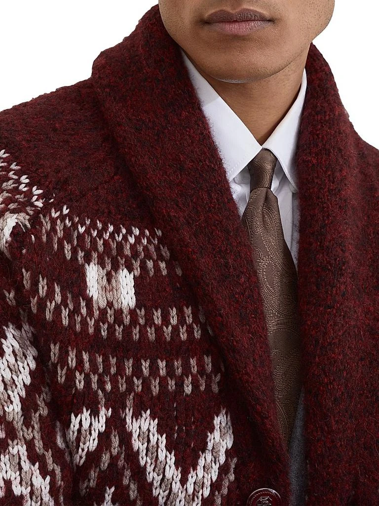 Brunello Cucinelli Alpaca, Virgin Wool and Cashmere Geometric Jacquard Cardigan 4