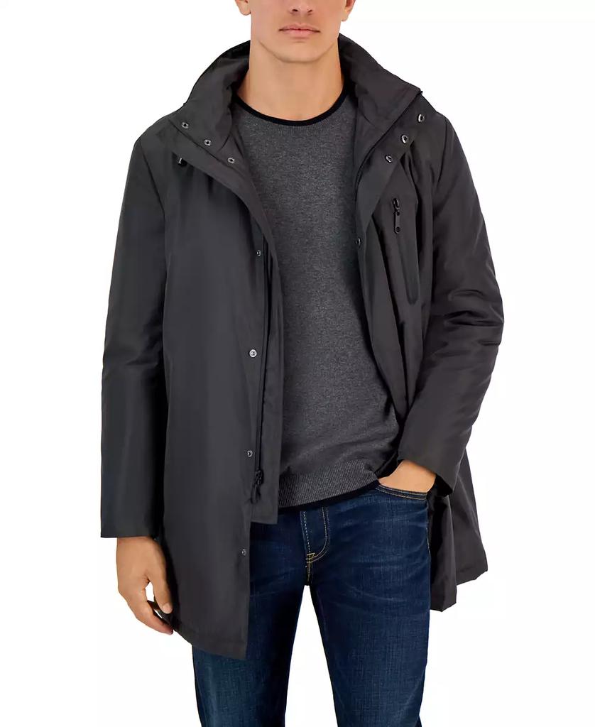 Calvin klein men's slim fit black solid raincoat hotsell