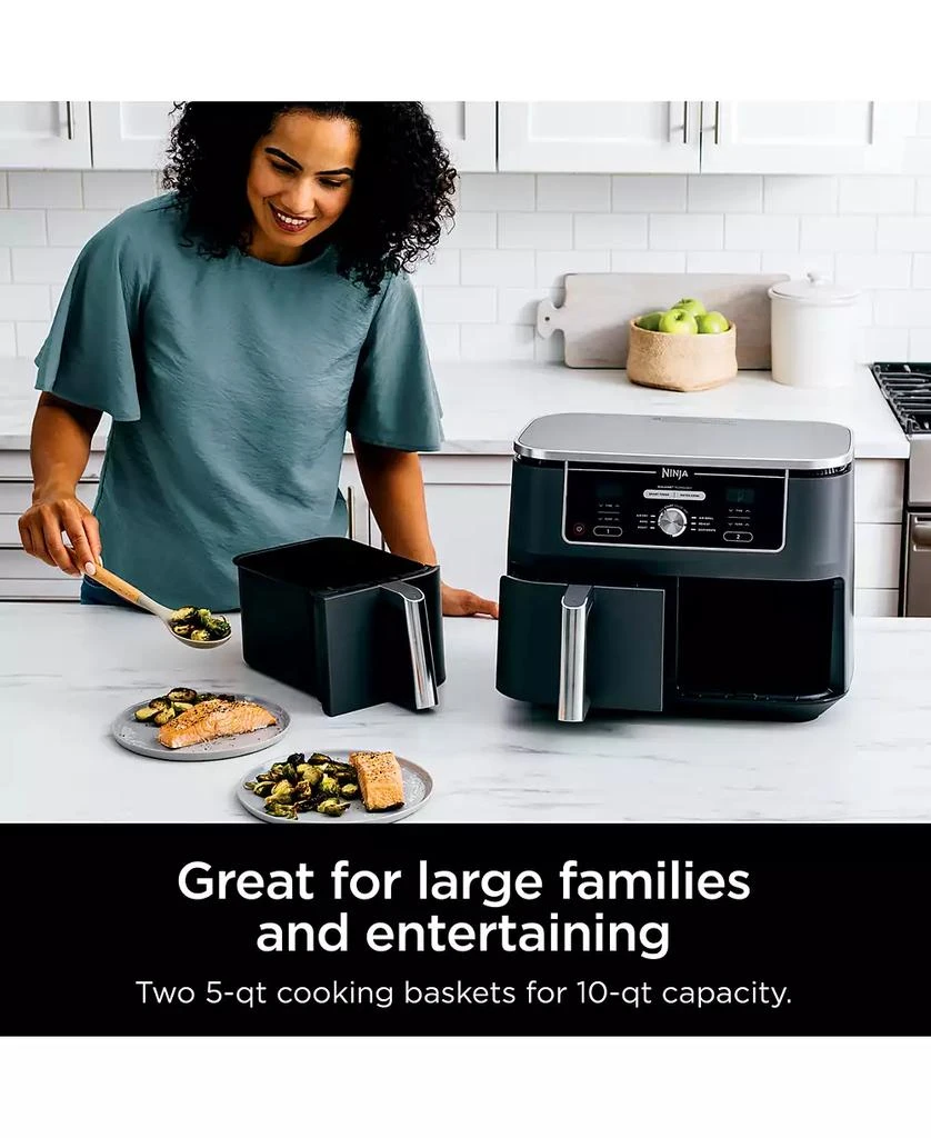 Ninja Foodi® DZ401 6-in-1 10-qt. XL 2-Basket Air Fryer with DualZone™ Technology- Air Fry, Broil, Roast, Dehydrate, Reheat and Bake, Family Sized 10