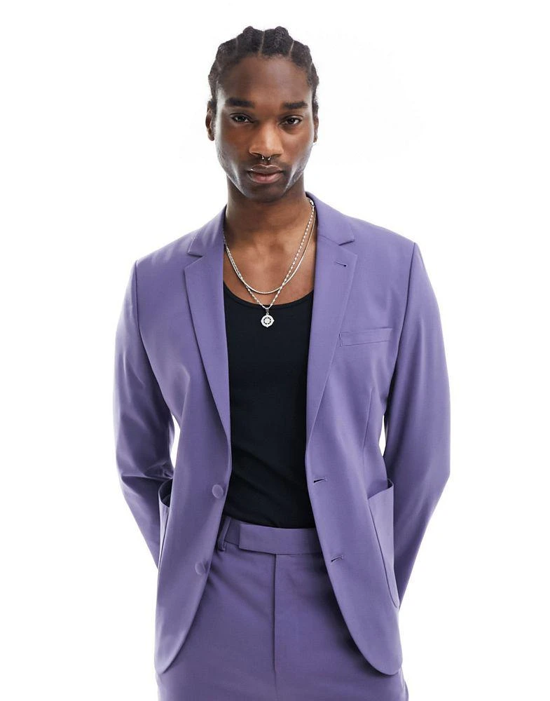 ASOS ASOS DESIGN skinny suit jacket in purple 1