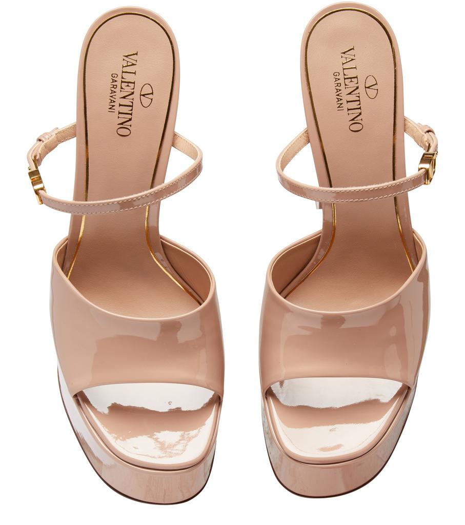VALENTINO】 Vロゴ カーフスキン ウェッジ サンダル (VALENTINO