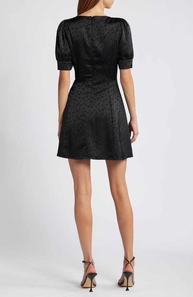 Charles Henry Dot Jacquard Satin Minidress