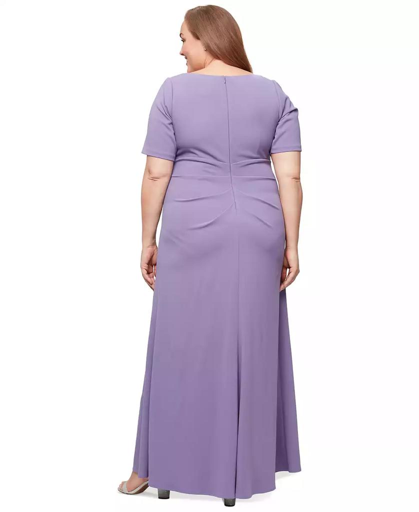 Alex Evenings Plus Size Scuba Crepe Square-Neck Gown