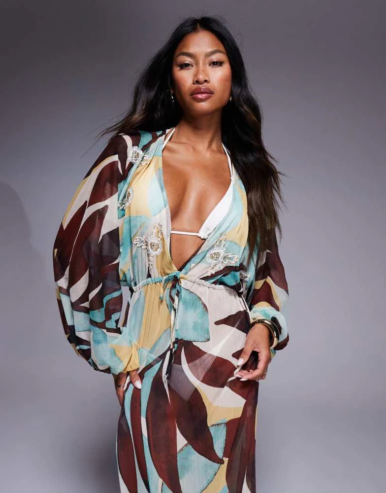 River Island River Island kaftan in blue 2