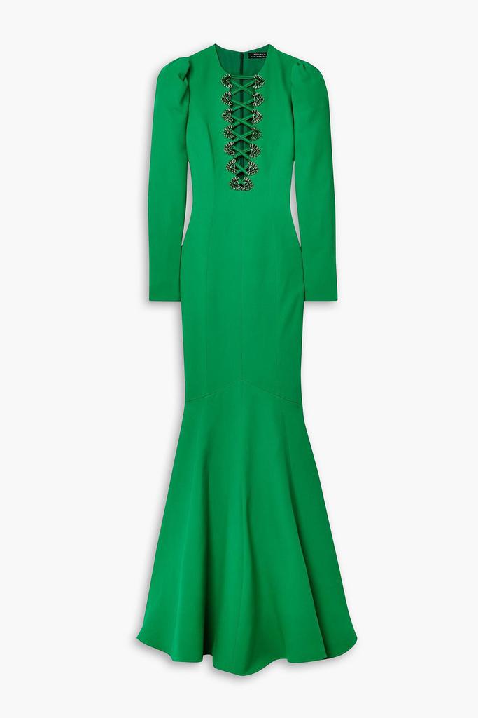 Andrew Gn Lace-up crystal-embellished crepe gown