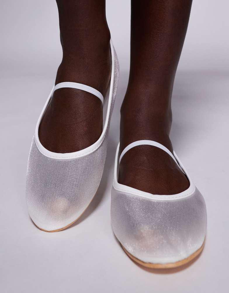 Public Desire Public Desire Twiggy mesh ballet flats in white