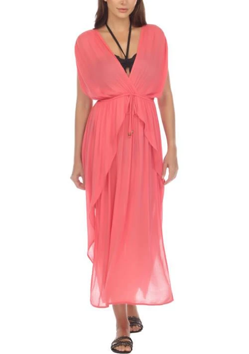 RAVIYA Short Sleeve Pullover Flyaway Maxi Dress Swim Cover Up 3