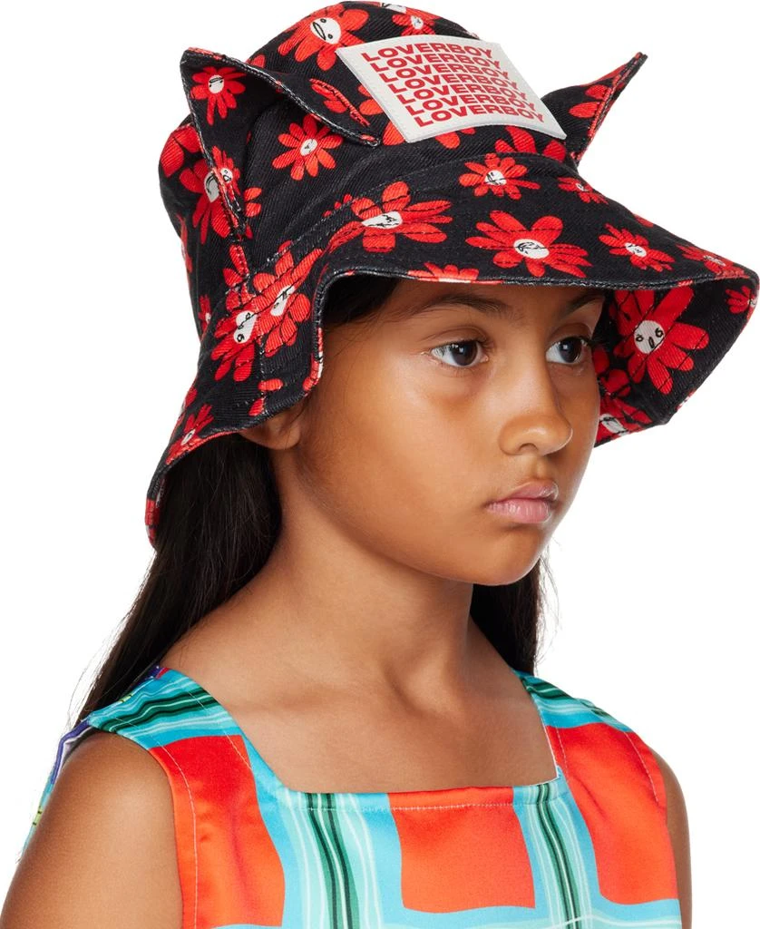 Charles Jeffrey Loverboy Kids Black & Red Ears Bucket Hat 2