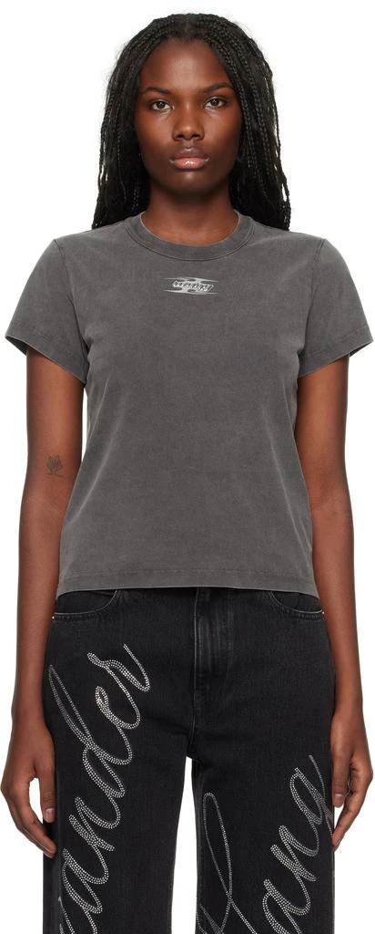 Alexander Wang Gray Blade Logo-Embossed T-shirt