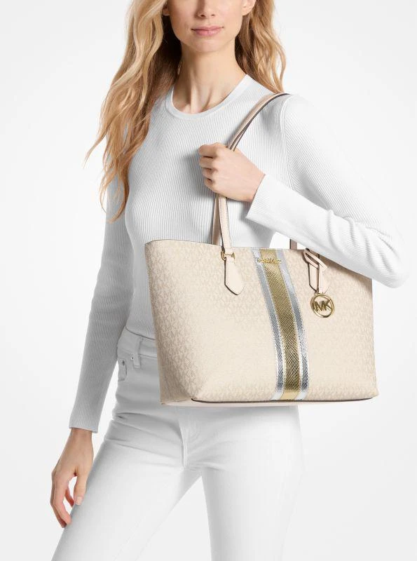Michael Kors Sheila Large Signature Logo and Metallic Tote Bag 3