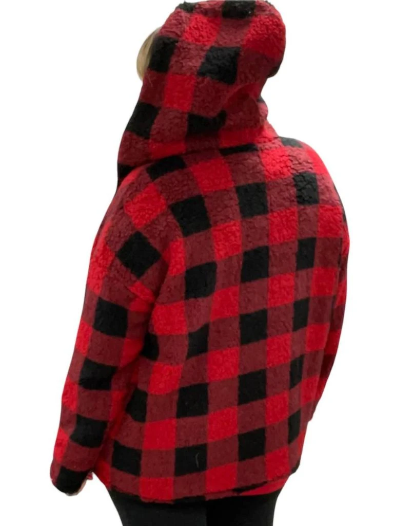 Honeyme Honeyme - Buffalo Plaid Sherpa Sweater Jacket 2
