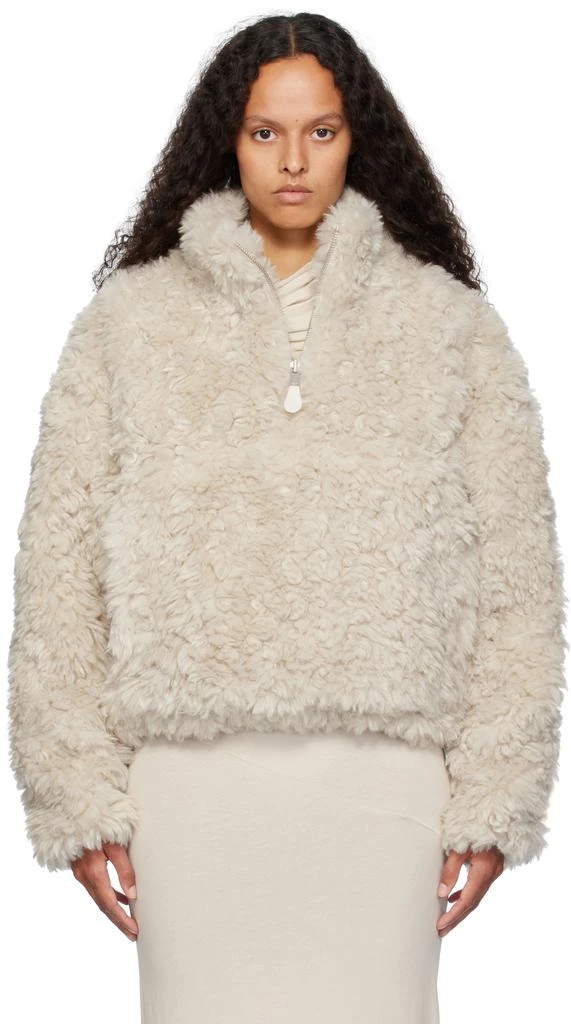 Entire Studios Off-White Fluffy Quarter Zip Faux-Fur Sweatshirt 1