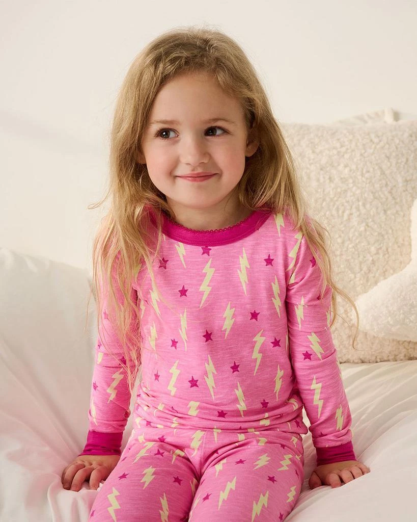 Hatley Girls' Lightning Bolts & Stars Stretch Pajamas - Little Kid, Big Kid 3