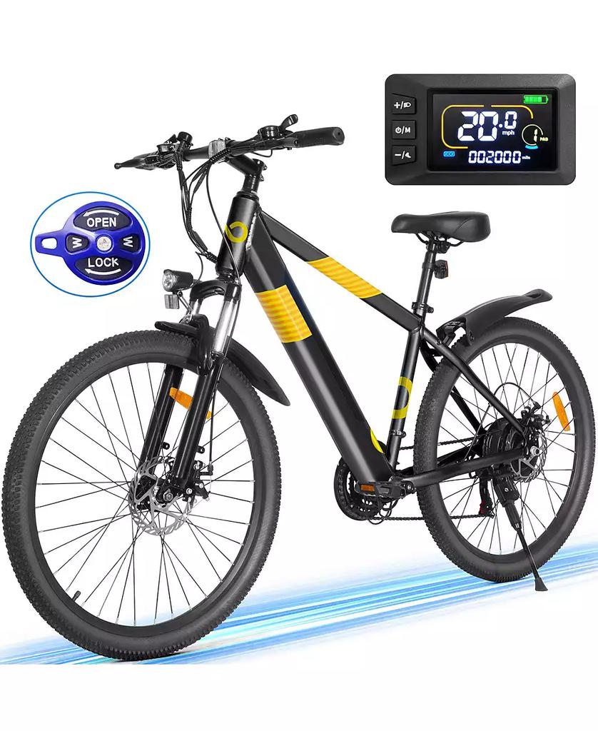 Gyroor 550W Electric Bike 26" Electric Mountain Bike for Adults, 48V Built-in Hidden Removable Battery, Up to 50 Miles with Shimano 21 Speed City Commuter Bike for Man Woman