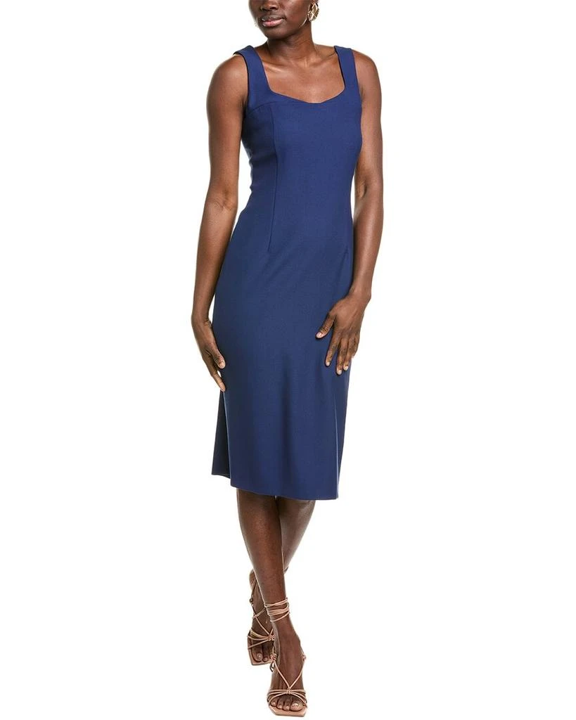 knee length dresses for ladies Silk midi dress in Light Champagne with long-sleeve and versatile belt tie:  wedding guest, evening, prom, special occasion  ENME.ME