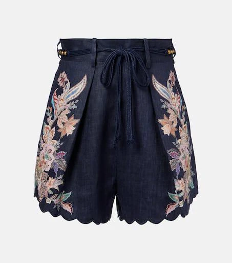 Zimmermann Rhiannon paisley embroidered linen shorts 1