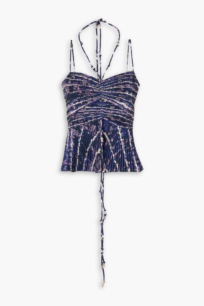 Altuzarra Justin embellished printed plissé-crepe de chine top