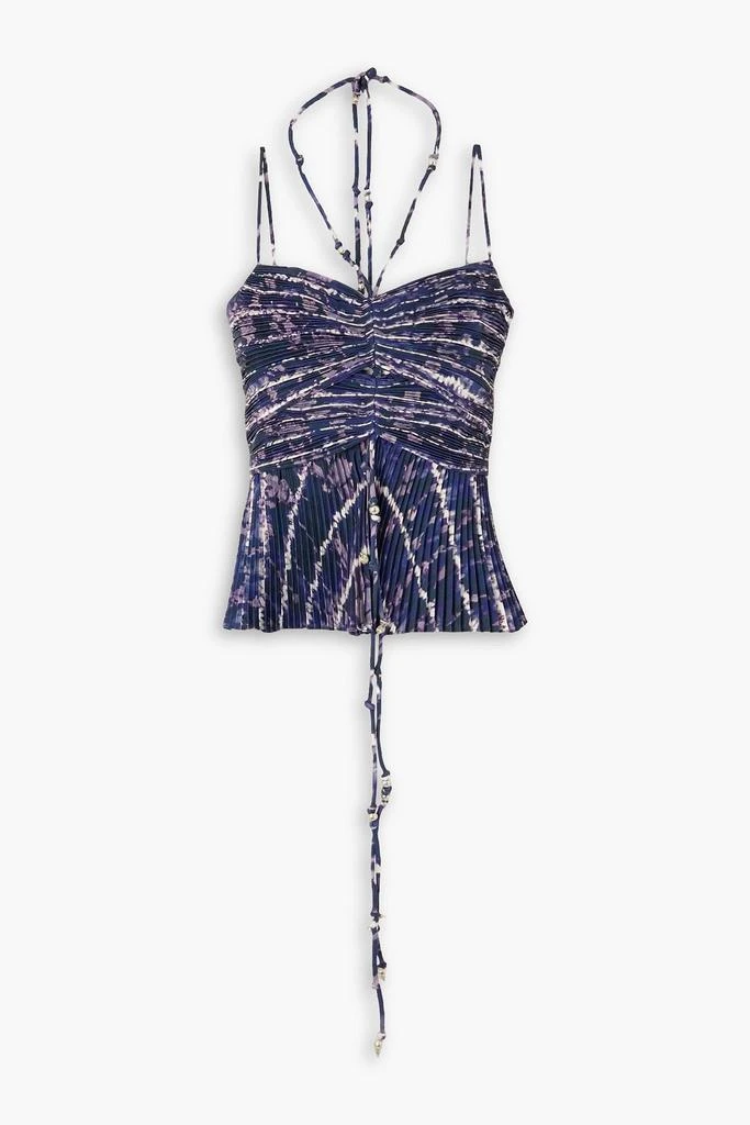 Altuzarra Justin embellished printed plissé-crepe de chine top 1