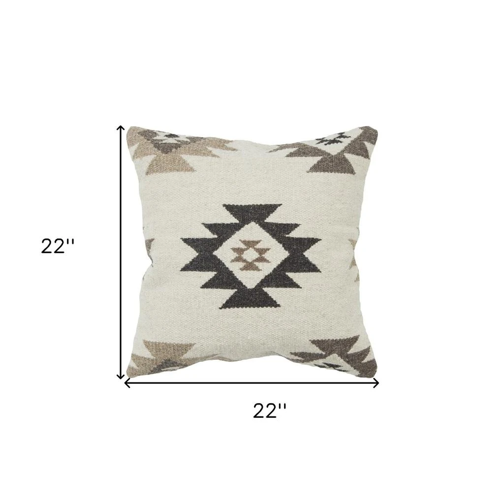 Hivvago Cream Beige Classic Ikat Pattern Throw Pillow 3