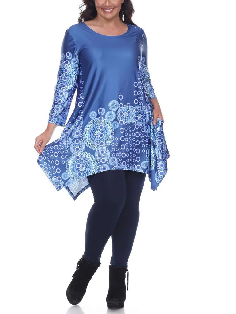 White Mark Plus Womens Sharkbite Hem Floral Tunic Top 1