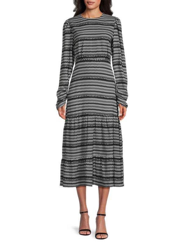 AREA Zee Chevron Print Midi Dress 1