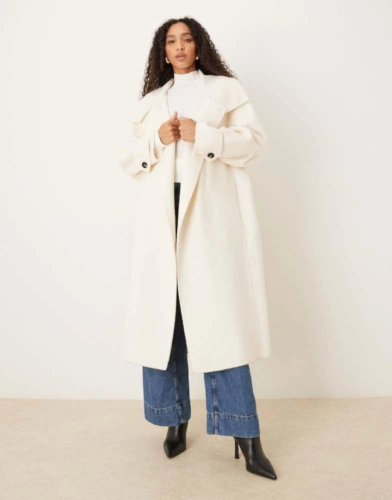 Mango Mango Capsule wool mix tailored maxi coat in winter white 1