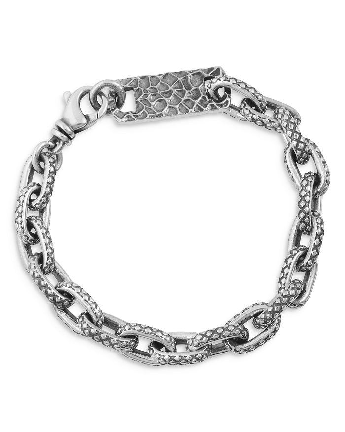 King Baby Sterling Silver Crosshatch Oval Link Bracelet