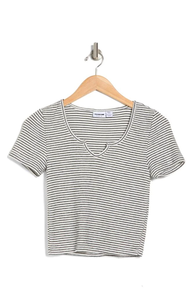 Noisy may Stripe Notch Neck Rib Knit Crop Top 3