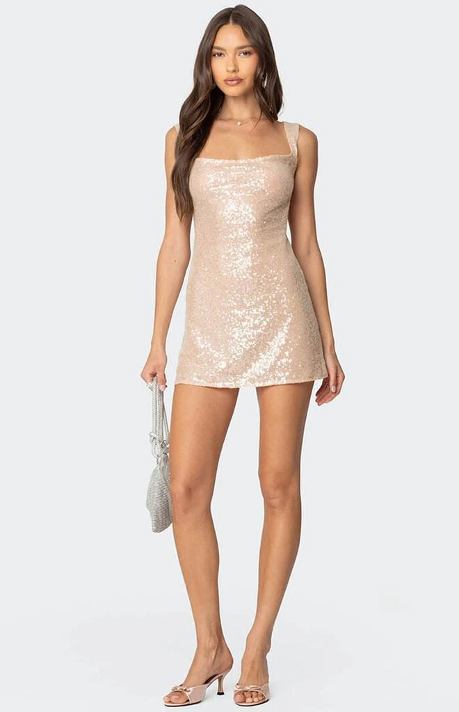 Edikted Backless Sequin Cowl Neck Mini Dress 3