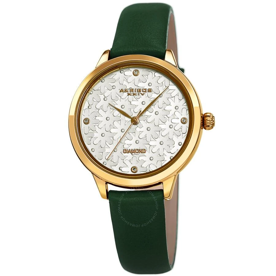 Akribos XXIV Quartz Diamond Silver Dial Ladies Watch AK1051GN 1