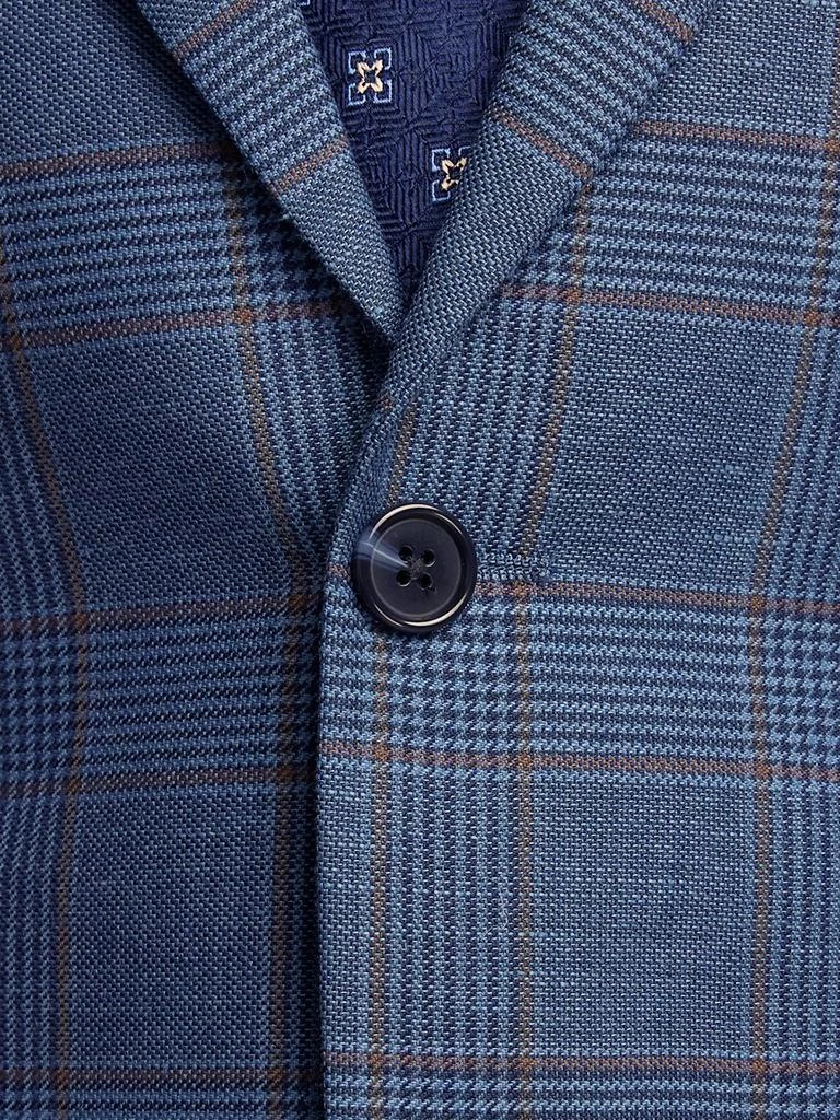 Paul Fredrick Blue/tan Wool Blend Plaid Single Breasted Notch Lapel Suit Jacket 5