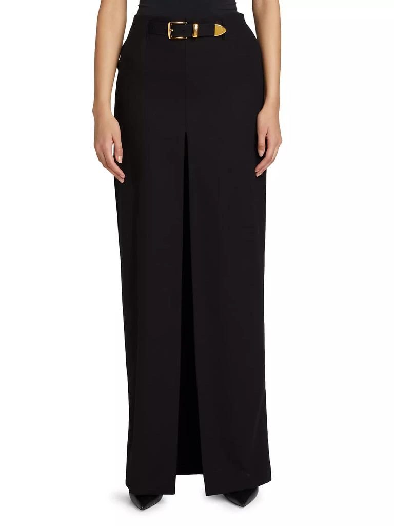 Brandon Maxwell Pierce Cotton Belted Maxi Skirt 3