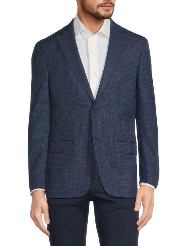 Calvin Klein Slim Fit Checked Wool Blend Blazer 1