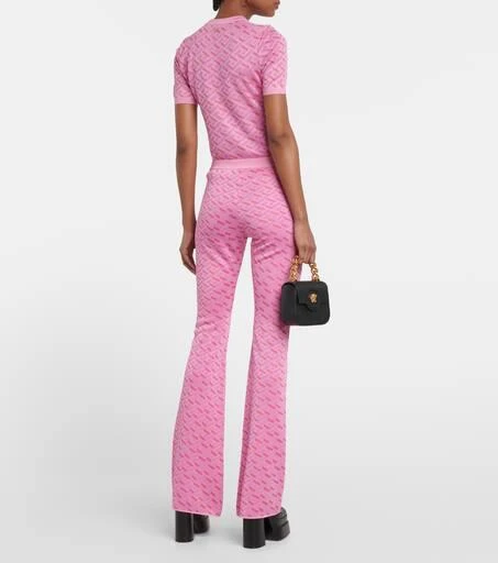 Versace La Greca jacquard silk-blend flared pants 3