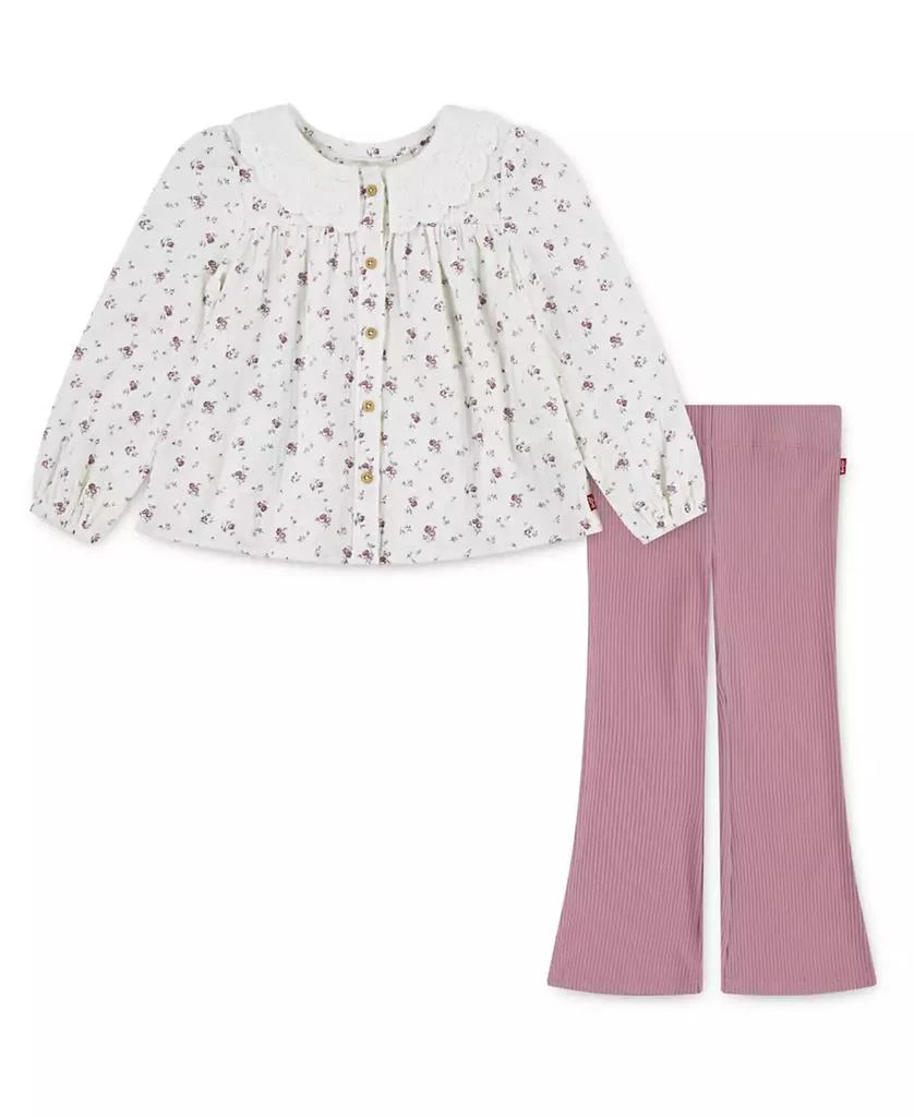 Levi
s Little Girls 2-Piece Collared Blouse and Flared Leggings Set