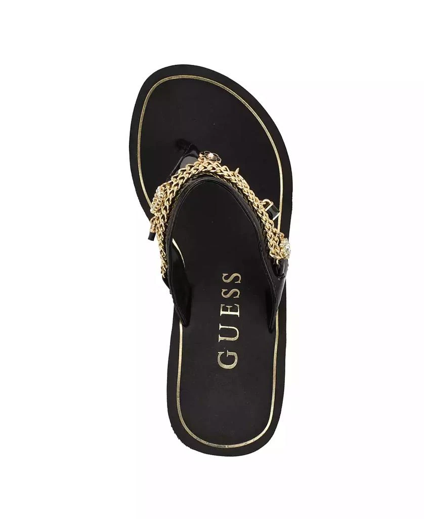 GUESS Women's Sutton Charms EVA Thong Wedge Sandals 4