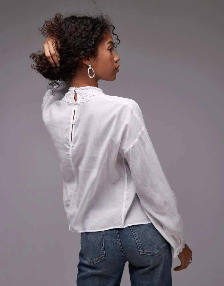 Mango Mango high neck sheer blouse in white 3