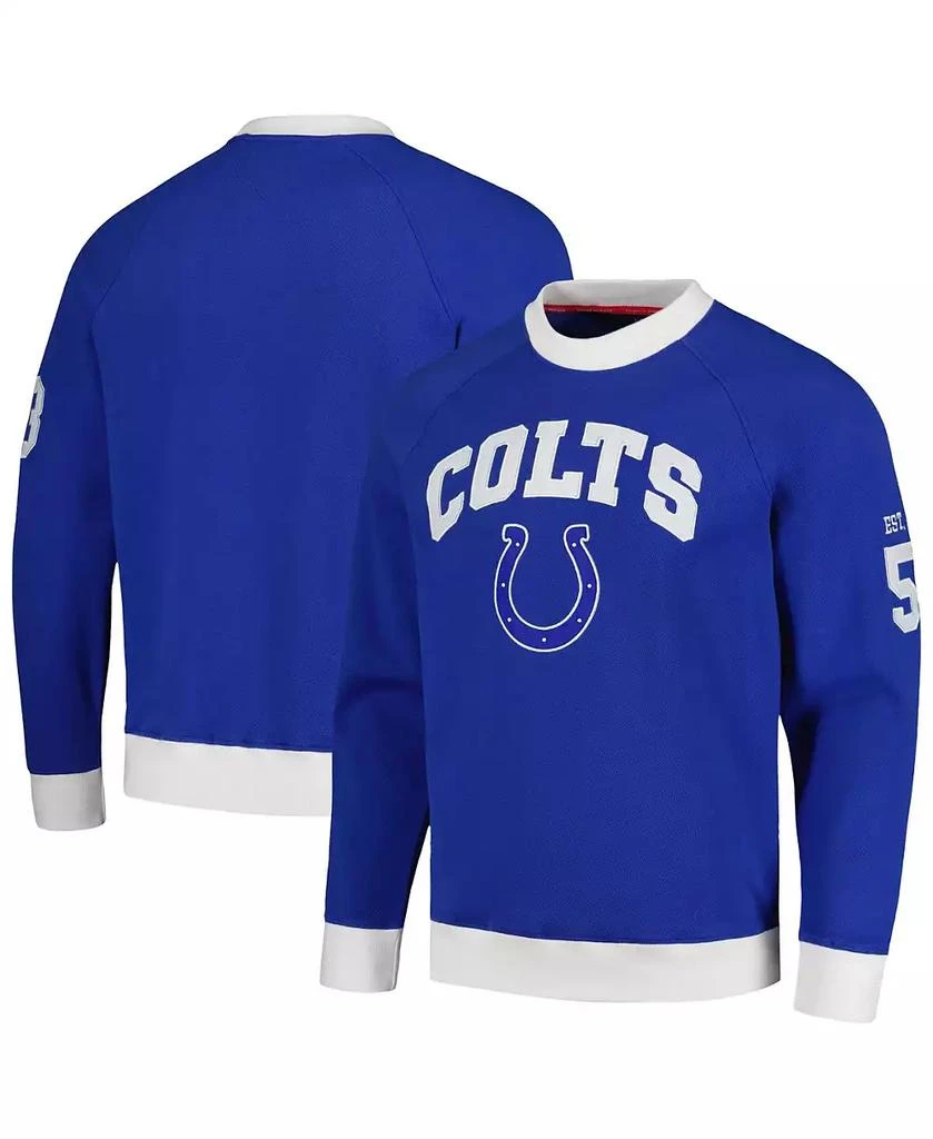 Tommy Hilfiger Men's Royal, White Indianapolis Colts Reese Raglan Tri-Blend Pullover Sweatshirt 1