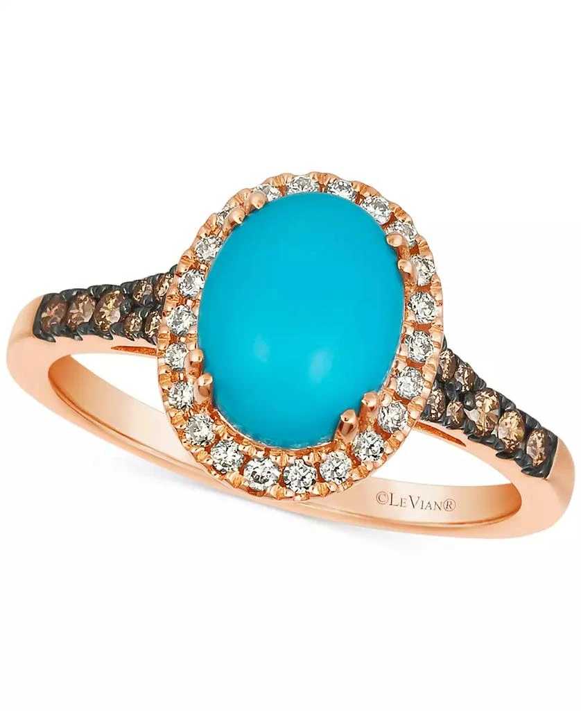 Le Vian Robins Egg Blue Turquoise (2 ct. t.w.) & Diamond (1/3 ct. t.w.) Halo Ring in 14k Rose Gold 1