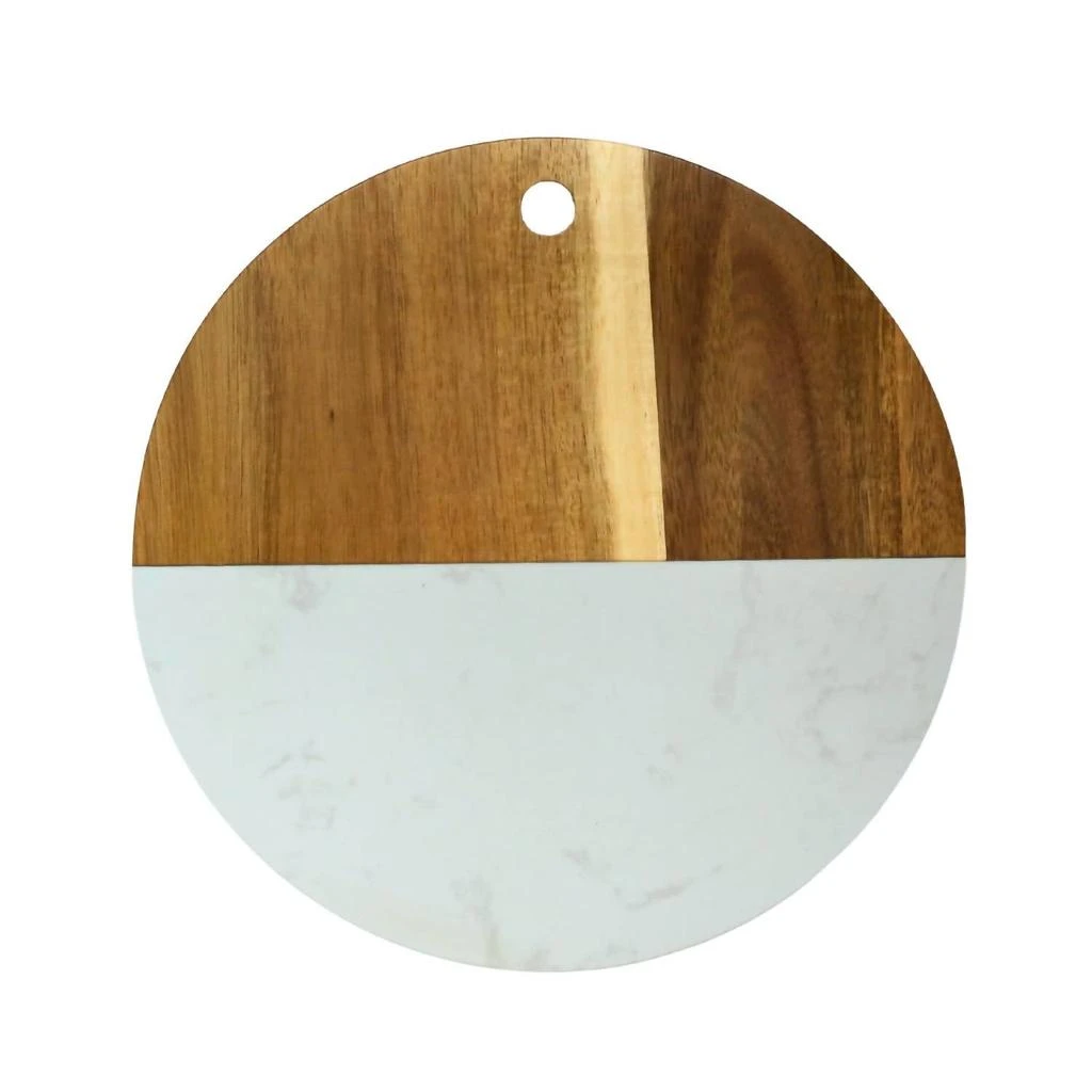 Creative Gifts International Marble And Acacia Wood Round Board In White/natural